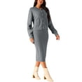 thumbnail image 4 of INSPIRE CHIC Women's Two Piece Outfits Sweater Sets Button Down Cardigan and Midi Skirts Casual Lounge Set S Grey, 4 of 5