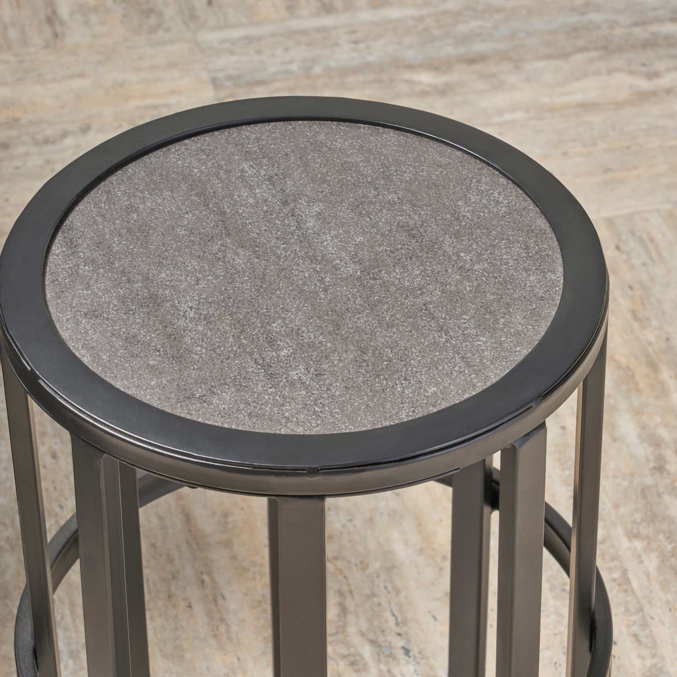 Christopher Knight Home Adjustable Backrest Sunlounge Chairs with 10.8" Side Table, Cream Cushion