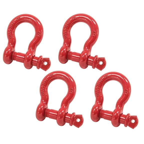 3/4" Anchor Shackle Forged Carbon Steel w/ Alloy Screw Pin Load Limit # 4.75 Tons (9,500 lbs) | Double Rust Protection Heavy Duty D Ring Shackle for Towing, Rigging & Vehicle Recovery (4 Pack)