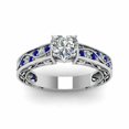 thumbnail image 2 of HeartsAndYou 1.5ct Heart Cut Moissanite Antique Inspired Filigree Solitaire Engagement Ring for Women 18k White Gold Over Silver, 2 of 6