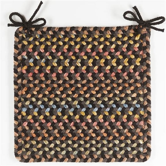 Rhody Rug WO81A015X015B 15 in. Woodstock Chair Pad, Onyx & Multi Color