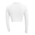 thumbnail image 4 of Diconna Women Crop Ribbed Tops Solid Color Long Sleeve Basic Shirt Casual Button Cardigan for Club Streetwear, 4 of 5