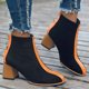 thumbnail image 2 of NECHOLOGY Botas Mujer Adulto Femenino Zapatos Botines mujer Botines de tacón grueso con cremallera trasera y panel de gamuza retro a la moda para mujer (Black, 8), 2 of 7