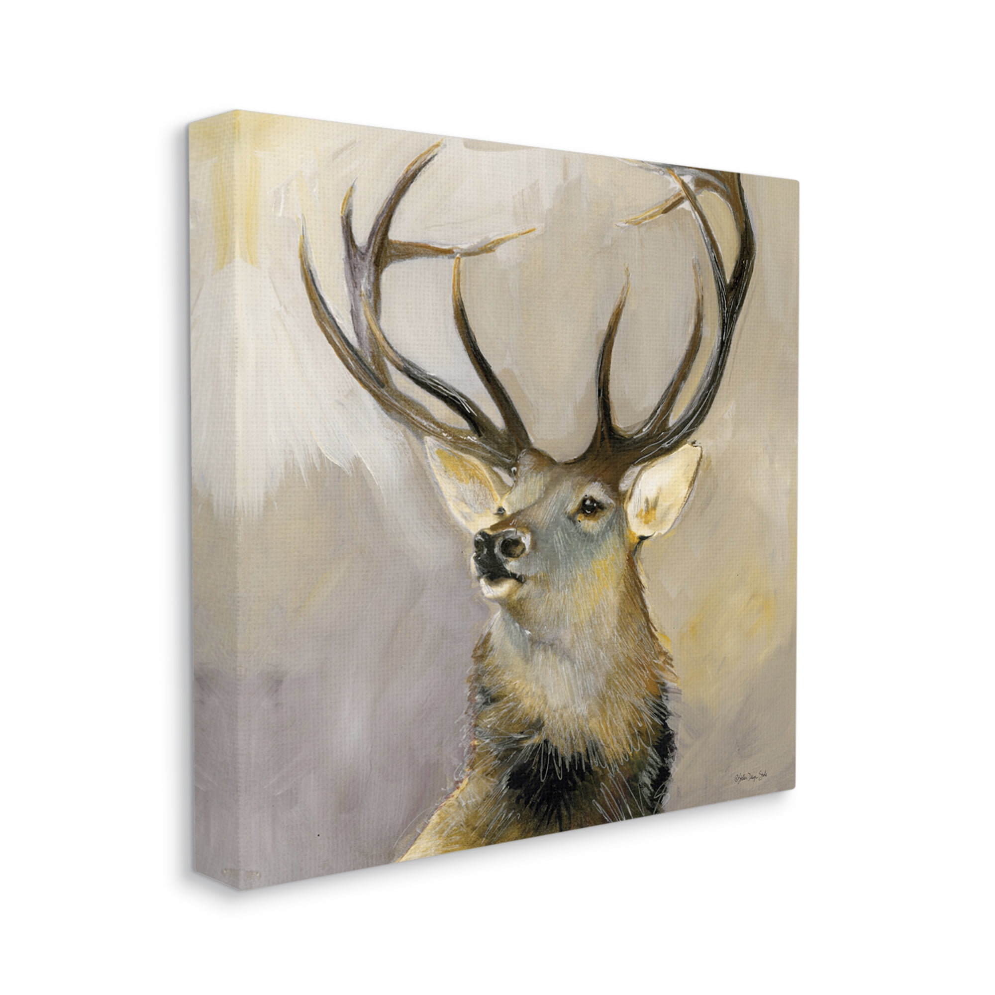 Stupell Elk Forest Wildlife Portrait Animals & Insects Painting Gallery Wrapped Canvas Print Wall Art