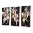 thumbnail image 3 of Designart "Graceful Lilies White III" Floral Lily Framed Wall Art Set Of 3 - White Lily Frame Canvas Set For Living Room Decor, 3 of 7