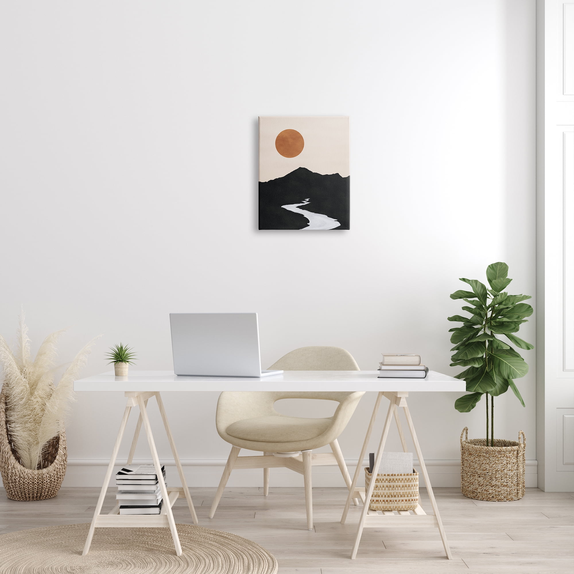 Stupell Industries Receding Stream Into Distant Mountain Ochre Sun Graphic Art Gallery Wrapped Canvas Print Wall Art, Design by JJ Design House LLC