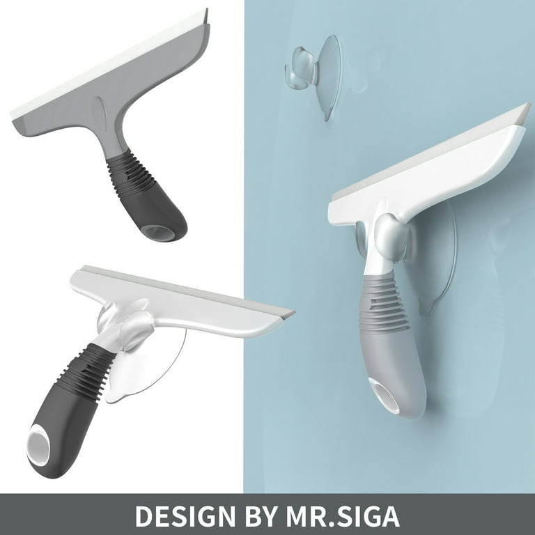 MR.Siga Multi-Purpose Heavy Duty Silicon Squeegee for Window, Glass,  Includes Suction Hook, 10 inch, White & Grey, 1 Pack 