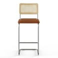 thumbnail image 2 of Pemberly Row Cane Back Vegan Leather Bar Height Stool (Set of 2) in Brown, 2 of 4