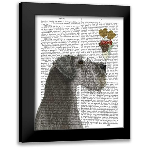 Fab Funky 12x14 Black Modern Framed Museum Art Print Titled - Schnauzer, Grey, Ice Cream
