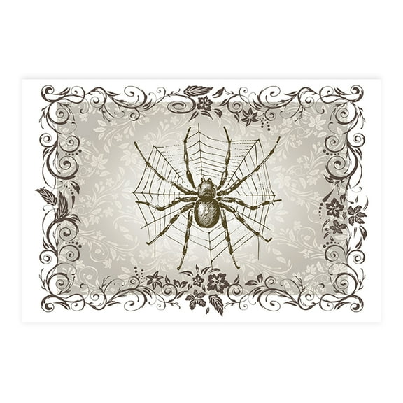 Koyal Wholesale Halloween Placemats, Vintage Spider Elegance Disposable Cardstock Paper Table Mats for Dining, 8-Pk