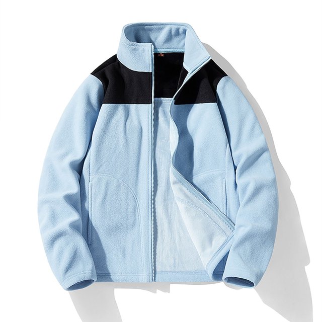 Gibobby Chaquetas y abrigos para mujer Cárdigan con capucha de forro polar gruesa para senderismo azul M