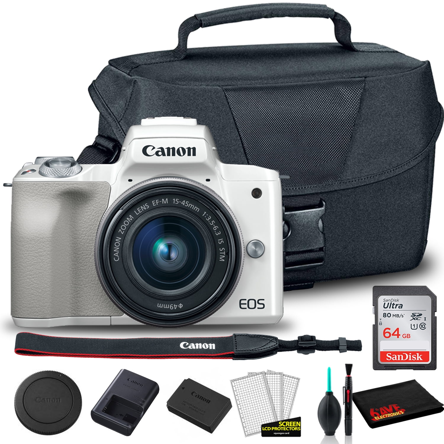 Canon EOS M50 Mirrorless Digital Camera (White) Kit Box (No lens