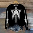 thumbnail image 2 of Virmaxy Womens 2024 Halloween Casual Skull and Bones Printed Round Neck Long Sleeve Top Long Sleeve Round Neck Top/Shirt Black-13 XL, 2 of 4