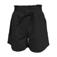 thumbnail image 3 of MIXUE Shorts For Women Summer Linen Solid Color Elastic High Waist Drawstring Casual Beach Shorts Activewear,Black,S, 3 of 4