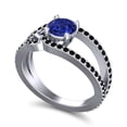 thumbnail image 2 of Diamond-Capitals 2.50 Carat Unique Round Cut Blue Sapphire & Black Onyx Gemstone Anniversary Ring for Women 14K White Gold Size 6, 2 of 8