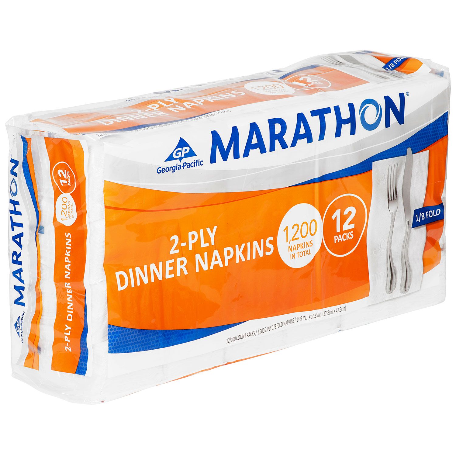 Marathon Embossed Dinner Napkins, 1/8 Fold 1,200 Napkins