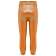 thumbnail image 2 of Miutii Girls Metallic Leggings Ribbed Dance Pants with Elastic Waistband for Jazz Hip-Hop Performance Practice Orange 3-4, 2 of 3