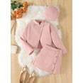 thumbnail image 3 of Mikrdoo Big Girls New Years Outfit Mandarin Collar Coat Buttons Skirts Beret Princess Skirt Set for Photo Shoot 7-8 Years,Pink, 3 of 10