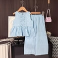 thumbnail image 2 of kpoplk Toddler Kid Girl Clothes Casual Ruffle Sleeve Floral Printed Top Solid Pants with Belt 3PC Outfit Set Size 4-5 Years,Blue, 2 of 6