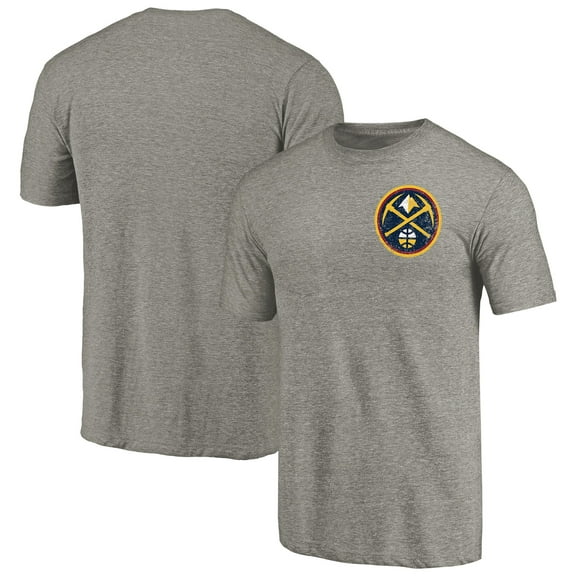 Men's Gray Denver Nuggets Primary Logo Left Chest Distressed Tri-Blend T-Shirt
