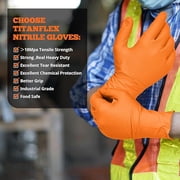 TitanFlex Heavy Duty Orange Nitrile Gloves, 6 Mil, Large, Industrial Raised Diamond Texture, Work Gloves Disposable Latex Free, Powder Free, Chemical Resistant, Mechanic Gloves(Box of 100)