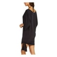 thumbnail image 3 of MICHAEL MICHAEL KORS Women's Black Classic Side Tie Swimsuit Cover Up XL, 3 of 4