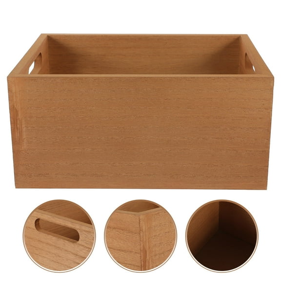 MERRYHAPY Light Brown Solid Wood Desktop Organizer for Cosmetics, Office Supplies, Makeup Storage, and Desk Accessories