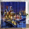 thumbnail image 3 of Christmas Shower Curtain Winter Holiday Merry Christmas Bath Curtain Cute Snowman Bathroom Decor with 12 Hooks 72x72in, 3 of 7