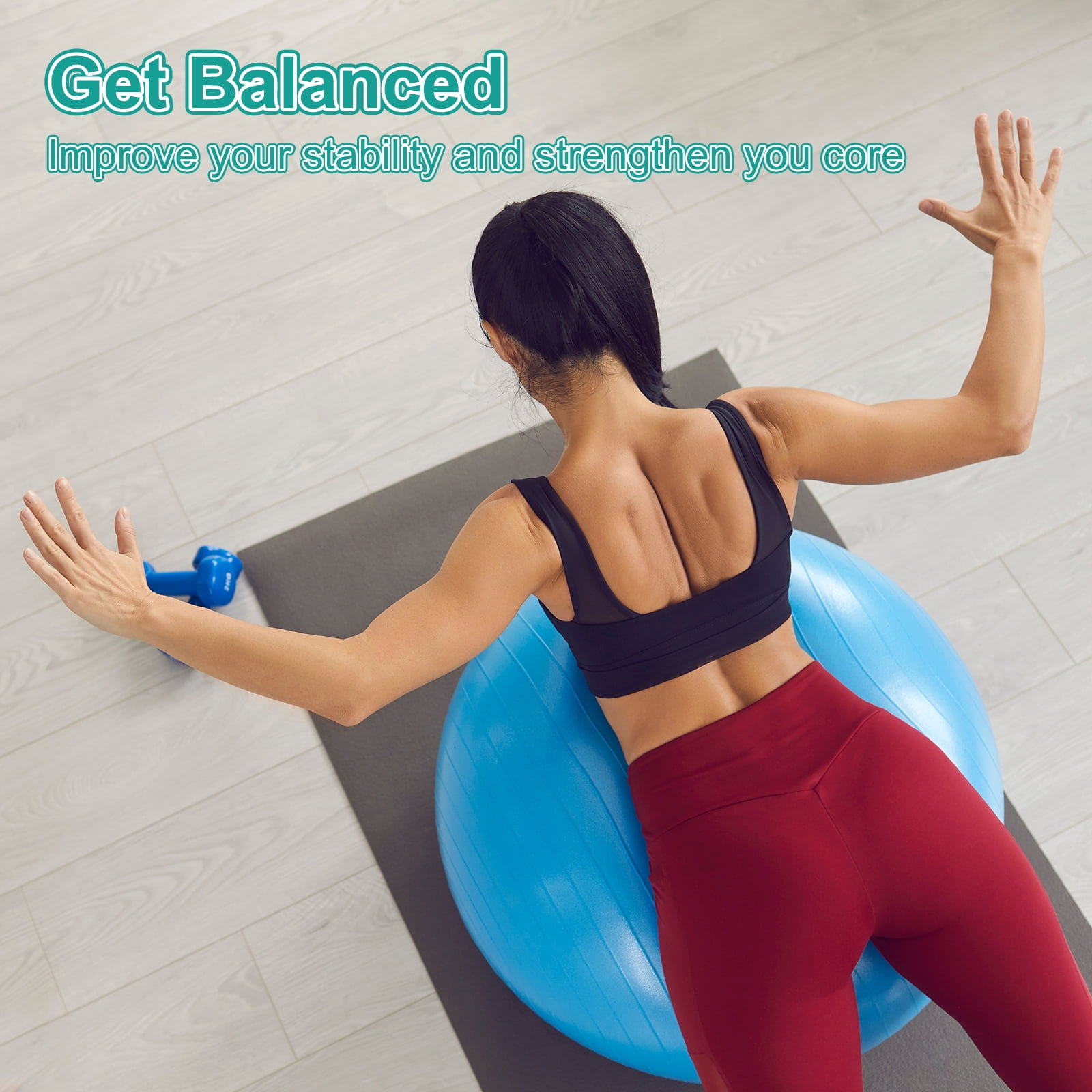 Yoga Ball, Exercise Ball 25.6" & & Purple Anti-Slip Stability Pilates Extra Thick Birth Workout with Pump - Fitting for (Gym Balance Fitness Core Workout)