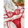 thumbnail image 3 of Conjunto de lencería con bordado de corazones, sujetador de malla sin forro y tanga de tiras, lencería y ropa interior sexy para mujer, 3 of 5