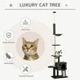 thumbnail image 4 of PawHut 93.75"-106.25" Floor to Ceiling Cat Tree for Large Cats Adult, Tall Cat Tree with Sisal Rope Scratching Post, Cat Condo Climbing Toy, Adjustable Height Cat Towers with Hammock, Dark Grey, 4 of 10