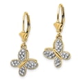 thumbnail image 2 of Finest Gold 14K Yellow & Rhodium White Diamond-Cut Fancy Butterfly Earrings, 2 of 4
