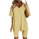 thumbnail image 1 of Blusas para las Mujeres Casual Impreso Cuello en V Manga Corta Blusa Pantalones Cortos, Conjuntos de Ropa para las Mujeres, 1 of 5