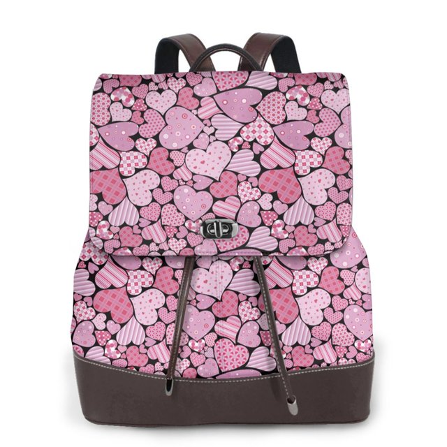 Easygdp Sweet Heart Mochila de Cuero para Mujeres, Bolso de Hombro, Bolsos de Mano de Moda para Trabajo y Viajes