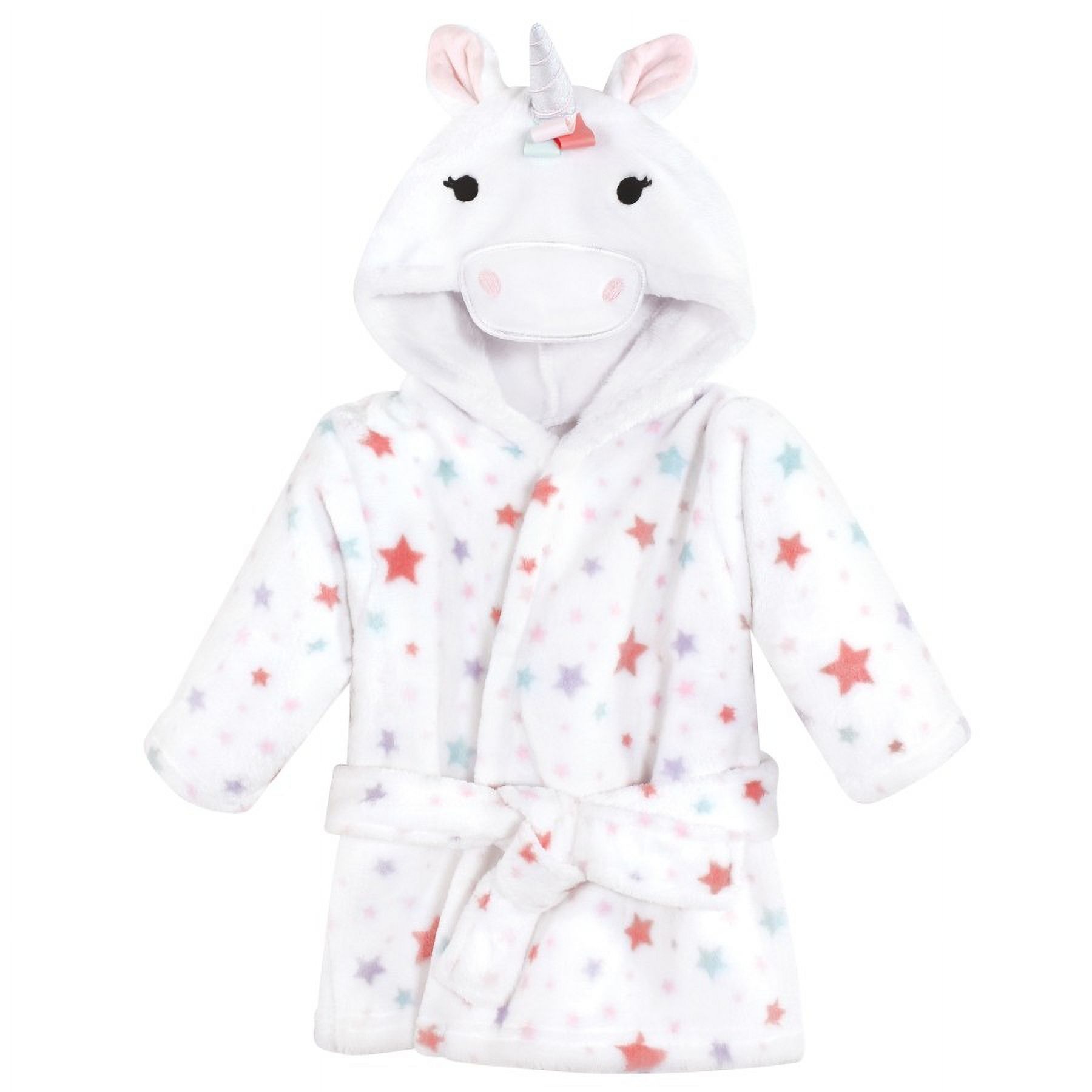 Hudson Baby Infant Girl Plush Bathrobe and Toy Set, Rainbow Unicorn, One Size