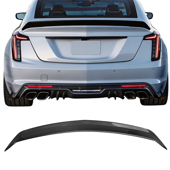 Ikon Motorsports Trunk Spoiler Compatible with 2020-2026 Cadillac CT5, V Blackwing Style Gloss Black ABS Plastic Rear Trunk Lid Spoiler Wing Lip