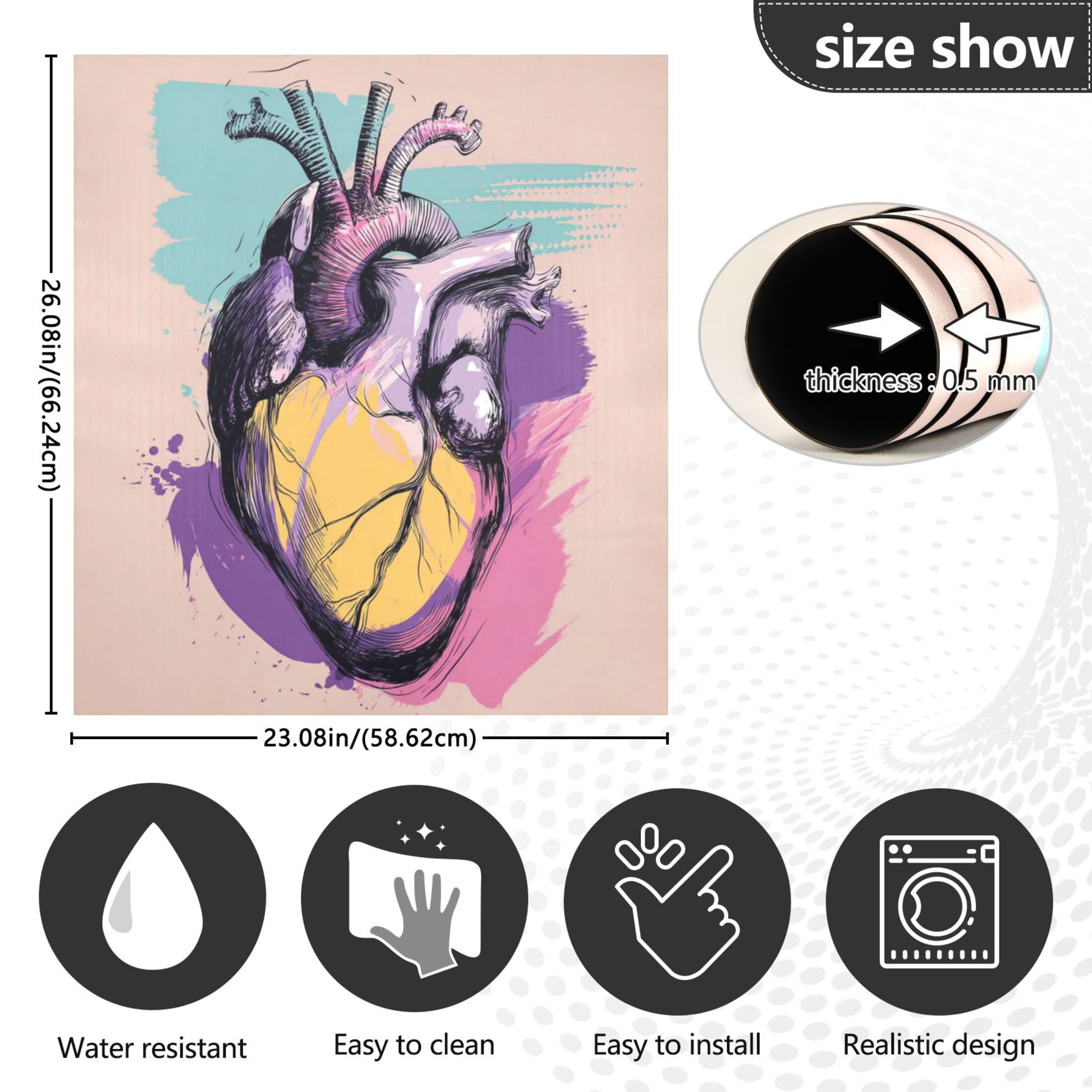 IAUYY Magnetic decorative sticker - 23x26 Inch PVC Refrigerator Decorative Cover, Removable DIY Art for Kitchen Appliances Heart Vector Illustration