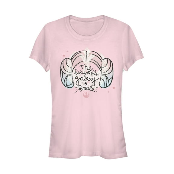 Junior's Star Wars Rebel Leia Future Galaxy is Female  Graphic Tee Light Pink 2X Large