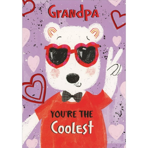 Designer Greetings You're The Coolest: Bear in Shirt, Tie and Sunglasses Juvenile Valentine's Day Card for Grandpa