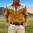 thumbnail image 2 of Western Cowboys Shirts for Men Long Sleeve Button Lapel Top Casual Carnival Theme Classic Comfortable Mens Shirt Yellow S, 2 of 4