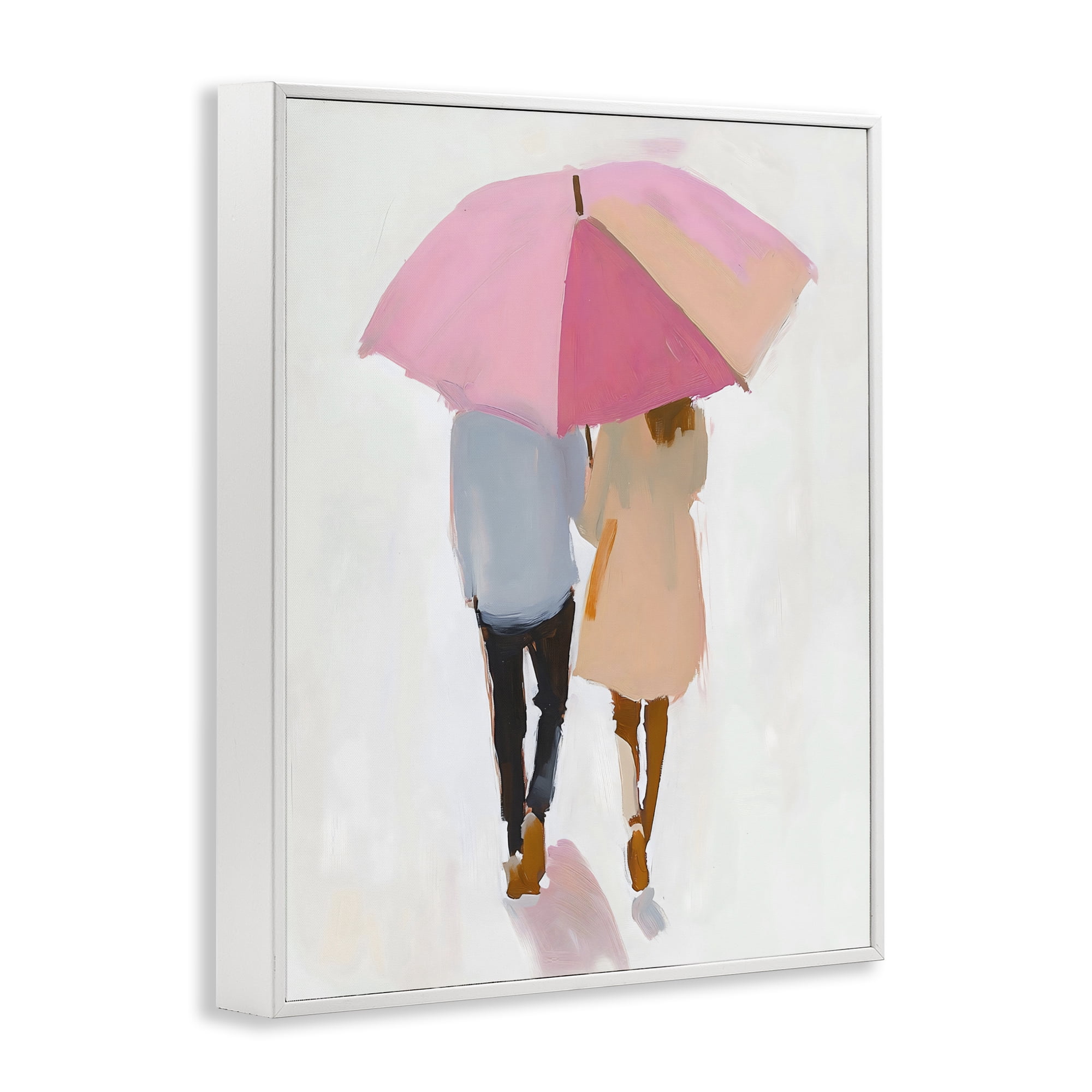Stupell Industries Couple Stroll Under Umbrella White Framed Giclee Art, design by The Prints Vibe
