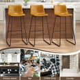 thumbnail image 6 of GIKPAL Bar Stools 30" Faux Leather Counter Height Barstools with Back Set of 2, Modern Counter Stools with Metal Legs and Footrest, Armless Chairs with Back for Kitchen Living Room Pub, Whiskey Brown, 6 of 8