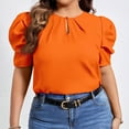 thumbnail image 6 of yillto Womens Plus Size Tops Dressy Casual Summer Chiffon Blouses Crew Neck Short Sleeve Pleated Shirts, 6 of 7