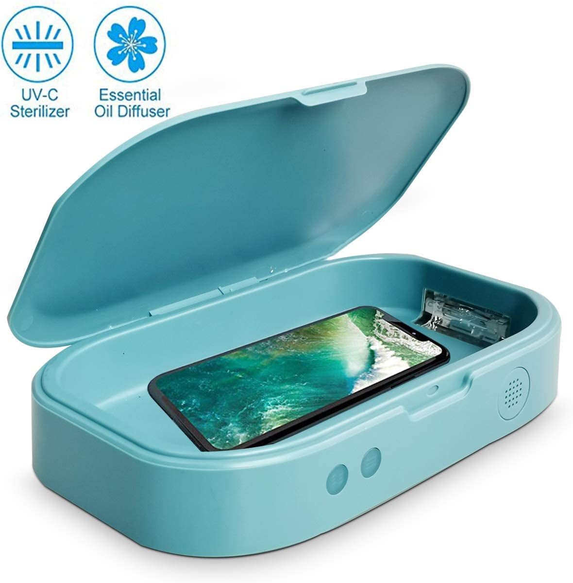 HOTEU Boîte de stérilisation UV One Touch UV Cell Phone Sanitizer Multi-Function UV Sterilizer Box LED UV Disinfection Box for Cleaning Box USB Charging 