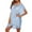 Sky Blue, variant on Women Swimsuit Coverup Dress Shirt Lightweight Crochet Trim Solid V-Neck Short Sleeve Tunic Summer Beach Casual Loose Fit Swimwear