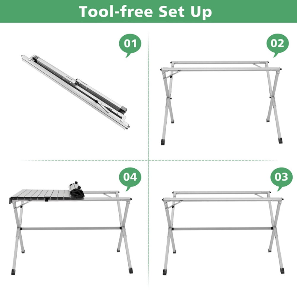 Aimee Lii 4-6 Person Portable Aluminum Camping Table with Carrying Bag, Camp Tables PorTable Foldable, Gray Aimee Lii 4-6 Person Portable Aluminum Camping Table with Carrying Bag, Camp Tables PorTable Foldable, Gray
