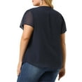 thumbnail image 3 of Agnes Orinda Women's Plus Size Pin Dots Short Sleeve V Neck Casual Plain Top 1X Royal Blue, 3 of 8