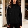 thumbnail image 2 of Kezqiaxn Womens Zip up Hoodies Long Sleeve Casual Workout Sweatshirt with Pockets Fall Plus Size Women Clothing Black XL, 2 of 6