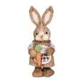 thumbnail image 2 of Estatuilla de Conejito Tejido de Paja Conejo de Pascua con Muñeca de Zanahoria Beige, 2 of 9
