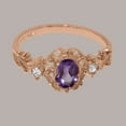 thumbnail image 6 of LBG British Made 9k Rose Gold Natural Amethyst & Diamond Womens Anniversary Ring - 33 size options - Size 9, 6 of 8